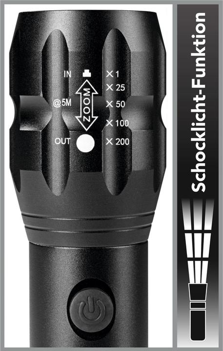 Produktbild Maxxmee Power-Taschenlampe 3.7 V 1800 mAh Schwarz (4 cm)