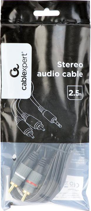 Actual product image Gembird CableXpert 3.5mm stereo plug to 2*RCA plugs 2.5m Gold Plated CCA-352-2.5M (2.50 m)