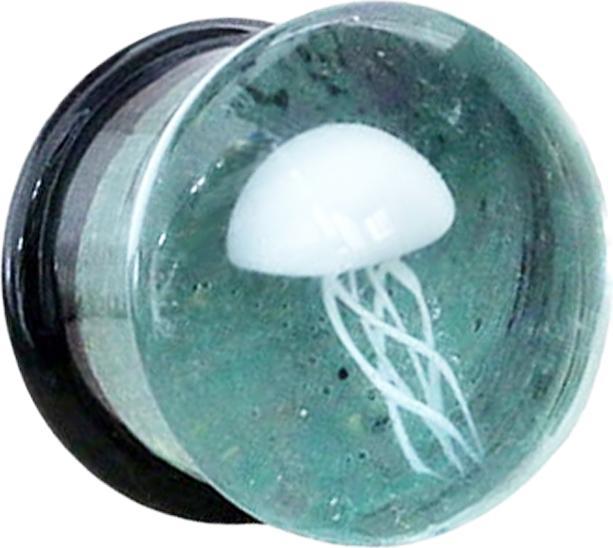 Star Piercing Flared Plug Qualle aus Glas mit O-Ring (Glas, ohne Messing)