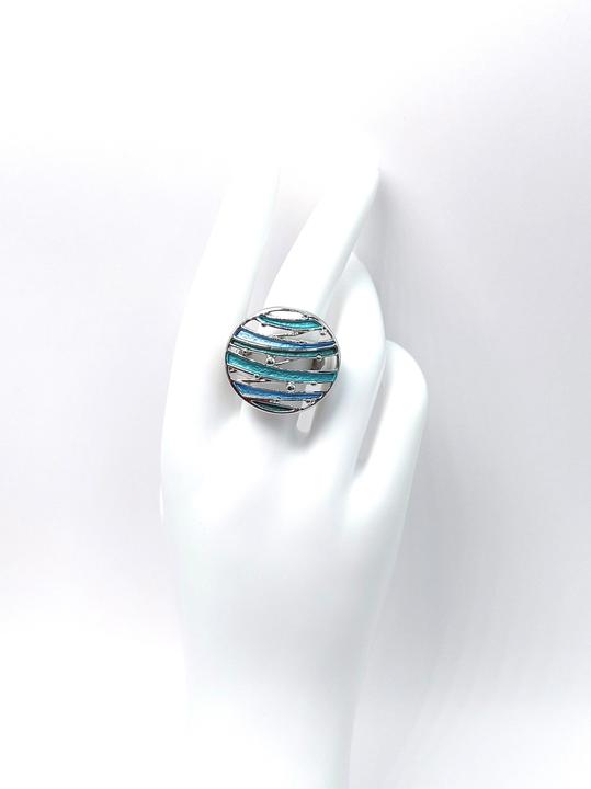 Actual product image Signé Signè ring ladies' ring elastic silver-coloured rhodium-plated One Size Blue tones No.18 (18, 19, 20, 21)