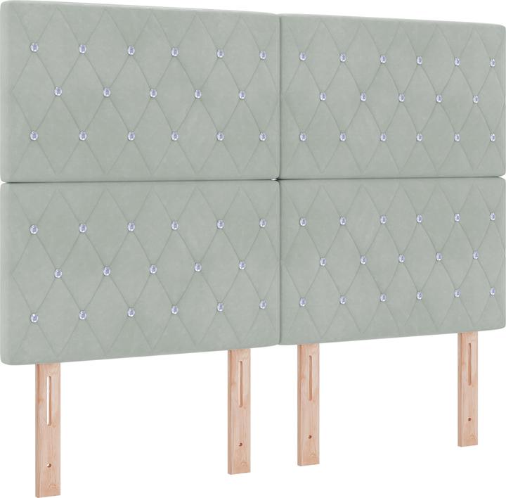 Produktbild VidaXL Boxspringbett Mit Matratze & Led Samt Hellgrau (140 x 190 cm)