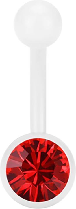 Star Piercing Banane Pure White mit Swarovski Kristallkugel rot (ohne Messing, Chirurgenstahl 316L)