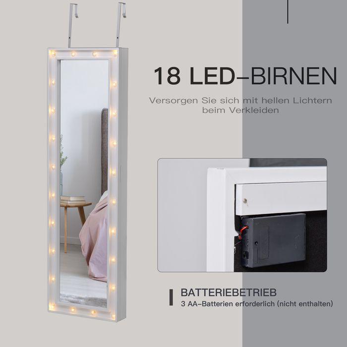 Produktbild Swisshandel24 LED Spiegelschrank Schmuckschrank zur Türmontage, Weiss, 36,6x8x120 cm