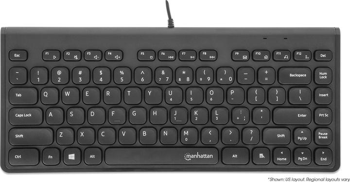 Actual product image Manhattan Slim USB mini keyboard 1.5m cable black (DE, Cable)