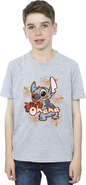 Immagine prodotto Disney Lilo And Stitch Ohana Orange Hibiscus Maglietta Ragazzi (104)