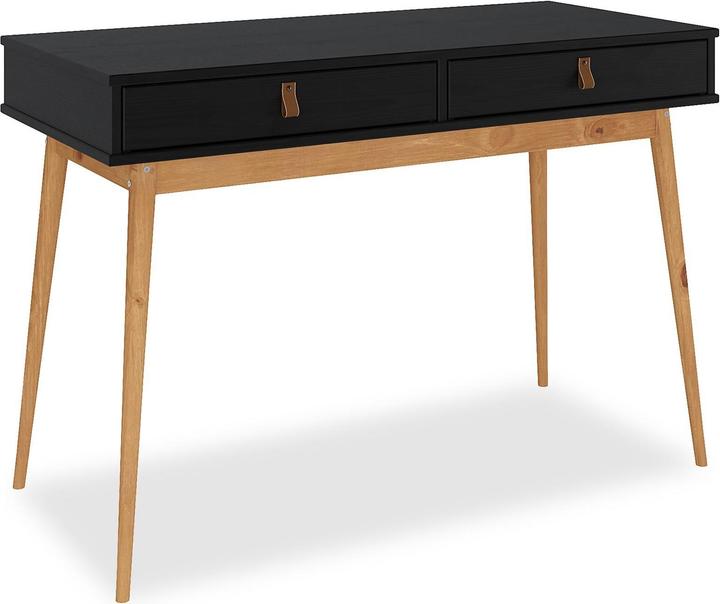 Immagine prodotto IDIMEX Scrivania WANDA con 2 cassetti in legno massiccio - colore nero/quercia