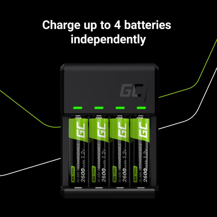 Actual product image GreenCell VitalCharger Set with 2x AA 2000mAh & 2x AAA 800mAh Batteries (4 pcs., AAA, AA, 2000 mAh, Battery + charger)