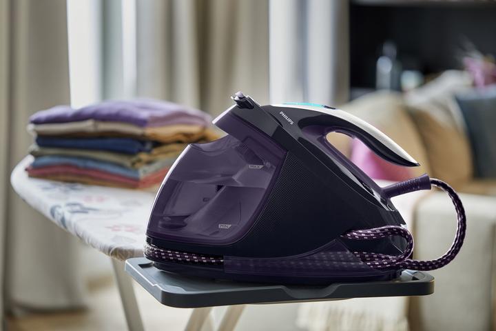 Actual product image Philips GC9675/80 PerfectCare Elite Plus Steam Ironing Station, Black/Purple (2700 W, 550 g/min)