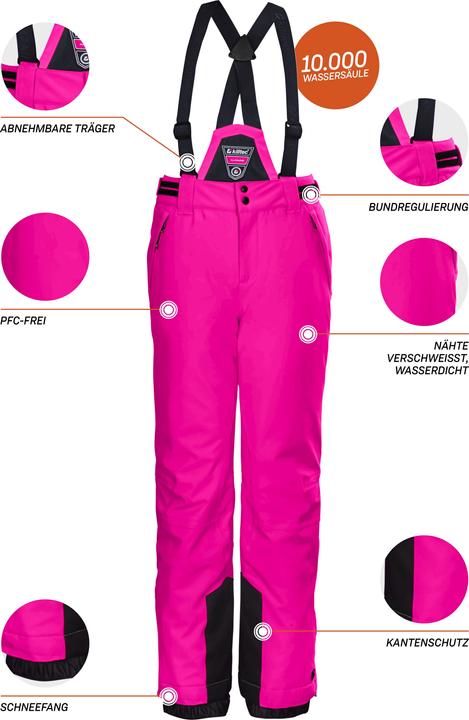 Image du produit Killtec Pantalon de ski fonctionnel Ksw 77 Grls Pnts pour filles avec bavette zippée, jupe pare-neige et (116)