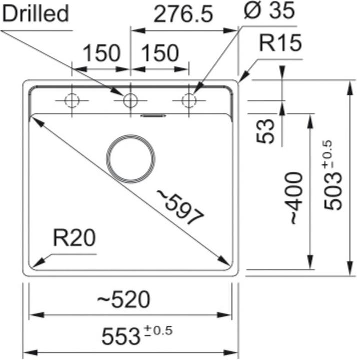 Actual product image Franke Spüle Maris MRG 110-52 BM C (Undermount sink, 40 cm, 60 cm)