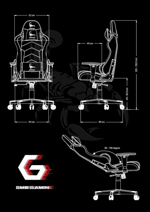 Actual product image Gembird GC-SCORPION-04X Gaming chair "SCORPION", black and orange, fabric chair with orange art...
