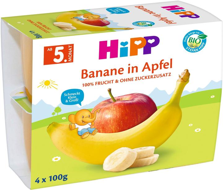 Image du produit Hipp Fruits bio en gobelet Banane à la pomme, 4x100g (400 g)