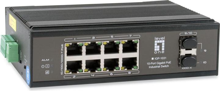 Immagine prodotto LevelOne Switch 10Port Gigabit PoE DIN-Rail, da -40°C a 75°C (8 Porti)