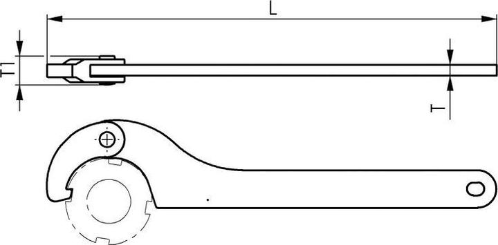 Produktbild Amf Gelenk-Hakenschlüssel mit Nase (155 mm, 150 mm, 120 mm, 100 mm, 90 mm, 110 mm, 124 mm, 105 mm, 125 mm, 142 mm, 115 mm, 130 mm, 135 mm, 145 mm, 95 mm, 140 mm)
