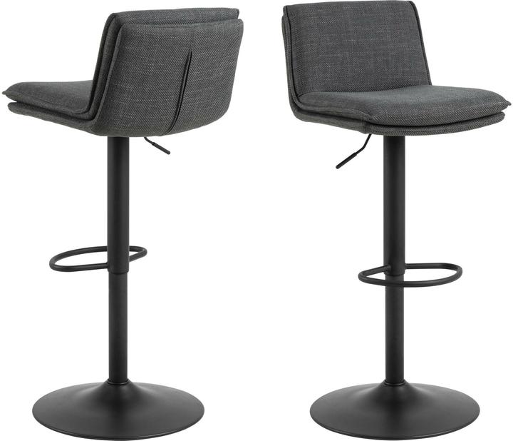 AC Design Barhocker Flynn, 2 Stück, 44 x 107 cm, Dunkelgrau