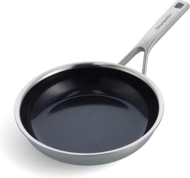 Actual product image KitchenAid Multi-Ply koekenpan 20cm - RVS - inductie - anti-anbak - PFAS-vrij (Frying pan, Stainless steel)