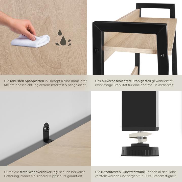 Actual product image tectake Free standing shelf Chatham | With 4 to 5 tiers (57.5 x 52 x 138 cm)