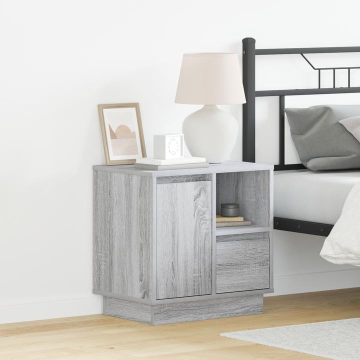 Actual product image VidaXL Grey Sonoma wood-based material Small rectangular bedside table Modern (40 x 40 x 40 cm)