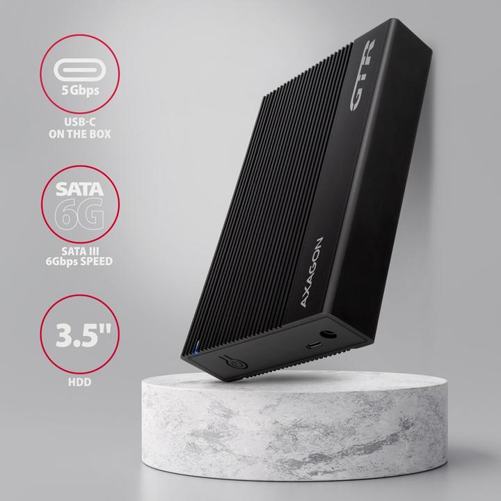 Immagine prodotto Axagon EE35-GTR, scatola USB-C - SATA 3.5" RIBBED, ÄernÃ½ (3.5")