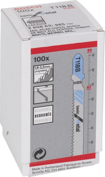 Image du produit Bosch Professional Zubehör Lame de scie sauteuse T 118 B Basic for Metal, pack de 100