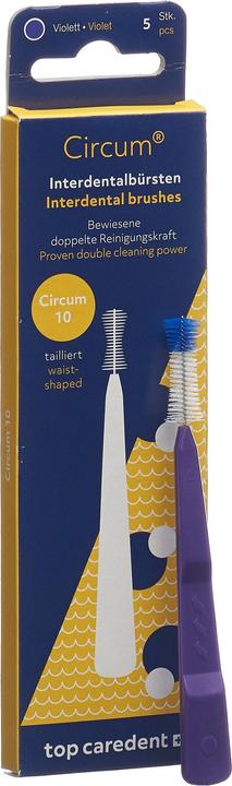 Image du produit Top Caredent Circum 10 brossettes interdentaires violet avec manche (5 x)