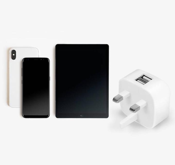 Image du produit LogiLink Adaptateur de prise USB anglais, 2x port USB, 10,5W, blanc (10.50 W)
