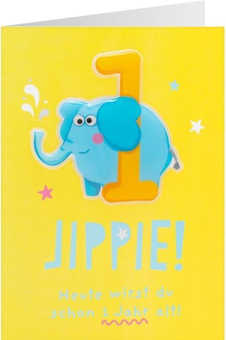 Sheepworld Birthday card - Yippee! - Today you are already 1 year old - Elephant (1 pcs.)
