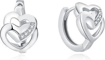 Moiss Romantic silver earrings with hearts E0000162