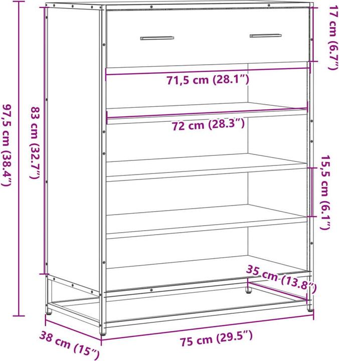 Produktbild VidaXL Schuhschrank Schuhregal Schuhablage Schuhaufbewahrung Räuchereiche