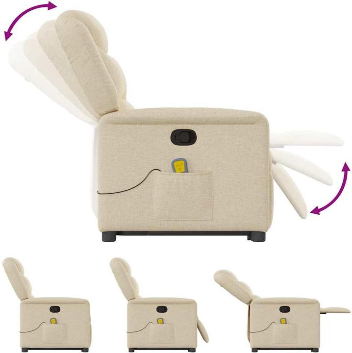 Immagine prodotto VidaXL Poltrona massaggiante con ausilio stand-up in tessuto crema