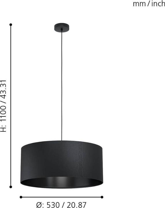 Produktbild EGLO Pendelleuchte MASERLO 1 1x E27, Schwarz (E27)