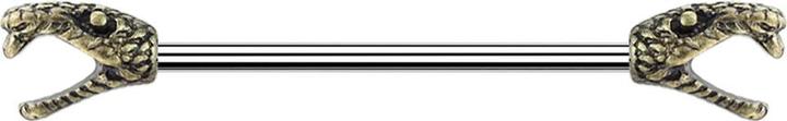 Star Piercing Barbell silber Schlange vergoldet (Chirurgenstahl 316L, Messing)