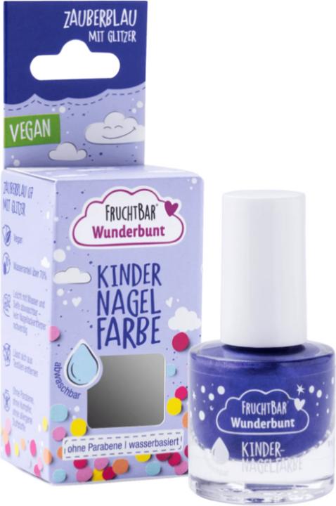 Fruchtbar Wunderbunt Kinder Nagelfarbe Zauberblau mit Glitzer vegan