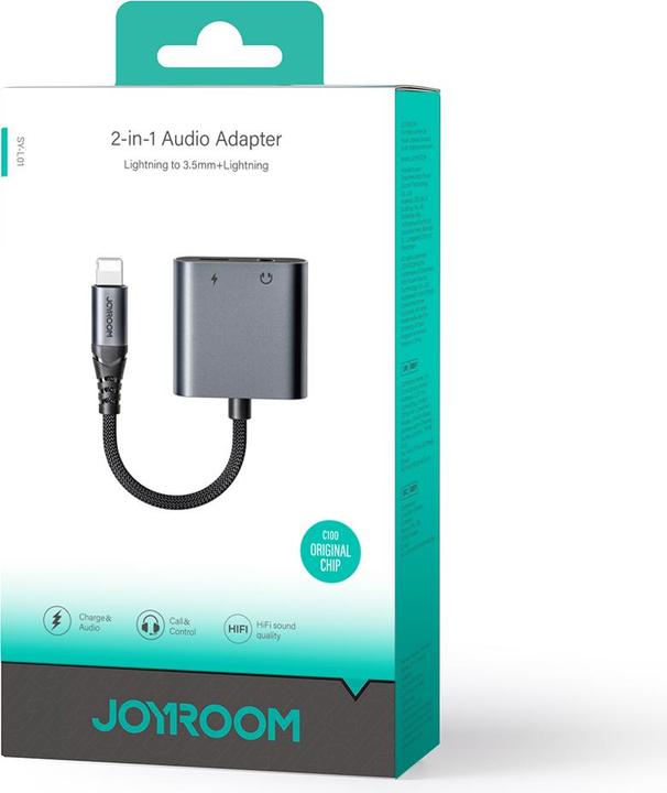 Immagine prodotto Joyroom SY-L01 Adattatore DAC da Lightning a Lightning / mini jack da 3,5 mm 2 in 1 (Jack da 3.5mm, Lightning)