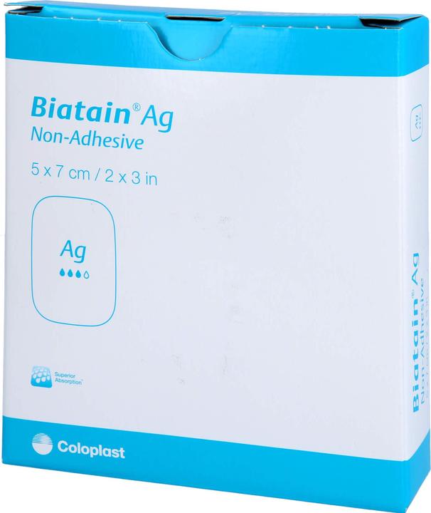 Actual product image Coloplast Biatain Ag foam dressing non-adhesive 5x7cm, 5 pcs VER