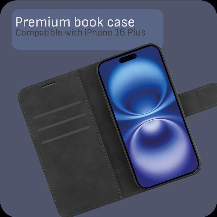 Produktbild Cazy Premium-Geldbörsen-Etui, Magnetisches Geldbörsen-Etui, Kartenfächer, Ständer (Apple iPhone 16 Plus)