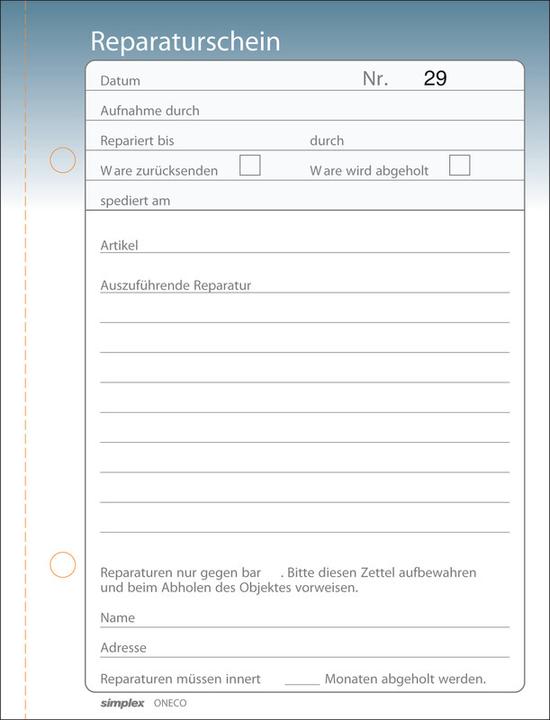 Actual product image Simplex Repair coupons A6 German (50 x)