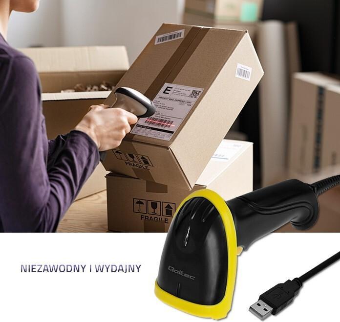 Actual product image Qoltec 50860 Barcode Reader Portable Barcode Reader 1D Laser (1D barcodes)