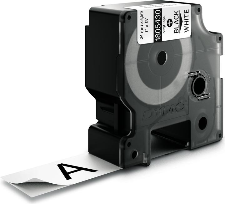 Produktbild Dymo Rhino 24mm schwarz auf weiß Vinyl (3.10 cm, Weiss)
