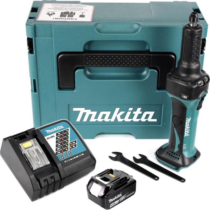 Actual product image Makita DGD 800 RM1J Battery straight grinder 18V + 1x battery 4,0Ah + charger + Makpac (Eccentric grinder)