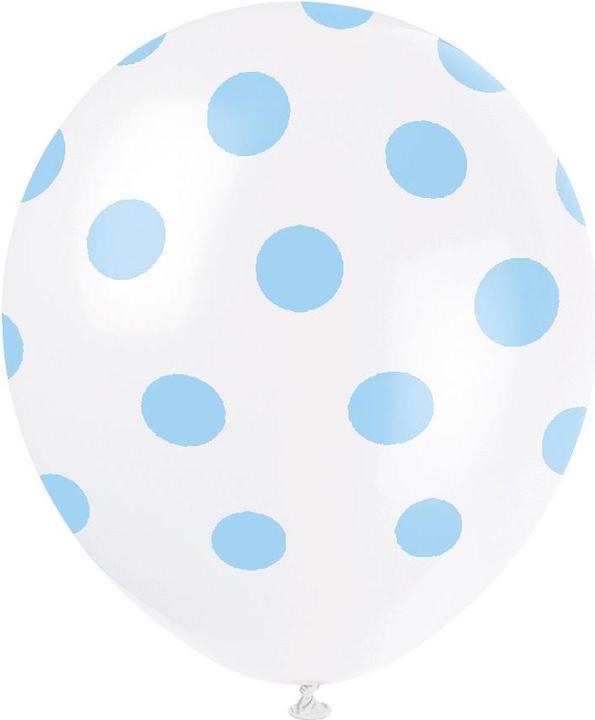 Image du produit Unique Ballons Blancs à pois Bleu clair (6 x)