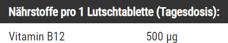 Nährwerte und Zutaten BjökoVit Vitamin B12 Methylcobalamin 500µg Waldfrucht Lutschtabletten (60 Stück, Tabletten)