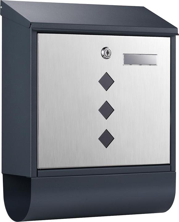 Produktbild Wiltec Briefkasten V36 Anthrazit Edelstahl 305x105x385mm pulverbeschichtet Wand