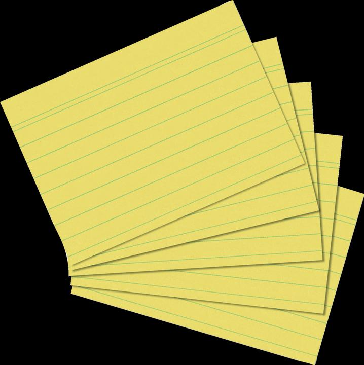 Actual product image Herlitz Index cards, DIN A5, lined, yellow made of paper, 170 gsm, woodfree, line color: blue, double (A5, 170 g/m², 100 x)