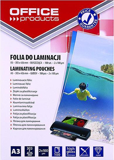 Produktbild Office Products Folie zum Laminieren, A3, 2x100 Mikron, glänzend, 100 Stk., transparent (A3, 100 Stück, 200 µm)