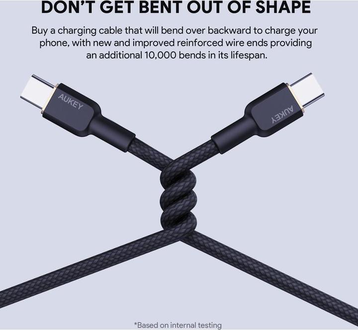 Image du produit Aukey Câble USB-C - USB-C, PD 60W, 1 m (1 m, USB 3.2 Gen 1, 60 W)
