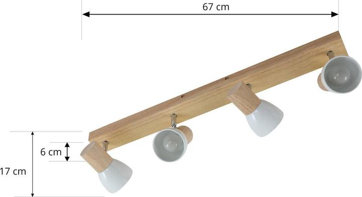 Produktbild Lindby Holz-Deckenlampe Thorin, vierflammig (E14)