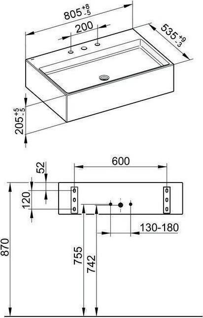 Produktbild Keuco Keramik-Waschtisch EDITION 90 805x205x535mm ant m 3L-Boh (535 mm, 805 mm)