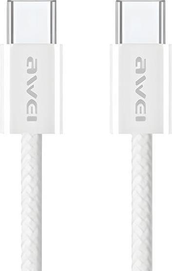 Actual product image Awei cable CL-219T USB-C na USB-C 60W biały/white iPhone 15 (USB 3.2 Gen 1, 60 W)