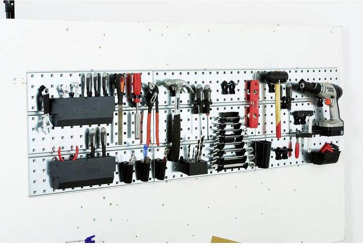 Actual product image Raaco Tool hook set w.perforated plates Tool wall panelx 3 + 44Clips